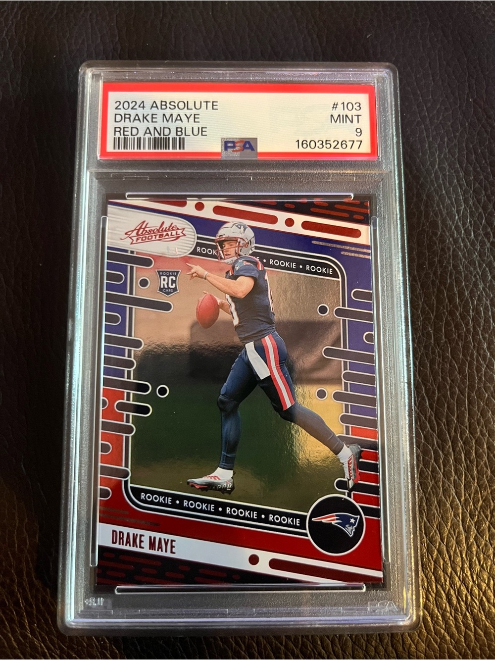 Panini Absolute Drake Maye Red and Blue #103 Rookie Card PSA 9